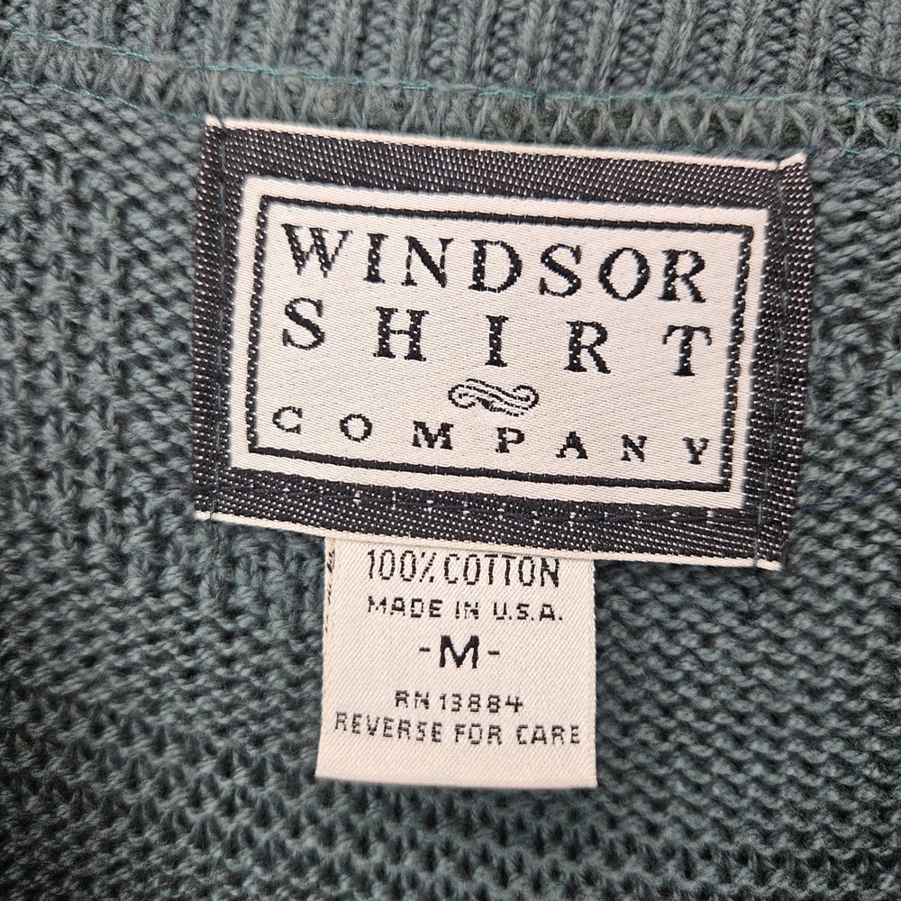 Windsor Shirt Company Men's Green Sweater‎ Size M 100% Cotton Geometric Textured - Picture 3 of 9